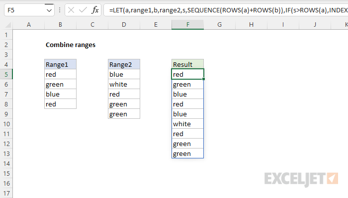Combine Ranges Excel Formula Exceljet